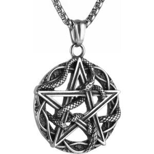 Men's Pentagram Snake Gothic Stainless Steel Snake Pendant Jewlery Chain